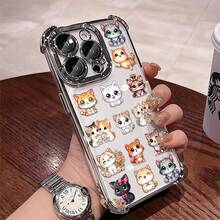 1pcs Cute Cartoon Cats Phone Case Compatible with Apple Phone17 16 15 14 13 12 11 ProMax Antidrop Phone Case, Fullwrap Softshell, Girlish Style, Funky, Fashion, Exquisite, Can Be Given To Friends or Lovers - Plateado - Ver 2