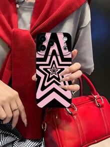 1pc Layered Geometric 2D Pattern Fashion Phone Case, Classic Versatile Stylish Creative, Suitable As Birthday, Holiday, Christmas Gift For Friends, Family, Couples, Matte Black Full Body Protection Compatible With IPhone 17/16/15/14/13/12/11/Pro/ProMax/PLUS And S/A Series - Black - View 7
