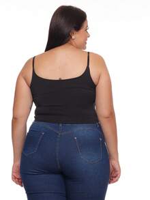 TOP Cropped Feminina suflex alca PLUS SIZE - Preto - Visão 2