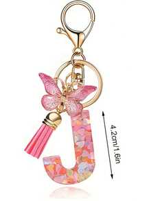 1pc Creative 26 English Alphabet Letter Keychain, Children Backpack Accessory, Butterfly Letter Pendant Keychain For Girls - Multicolor - View 31