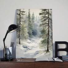 Pintura de escena de invierno, póster de carretera forestal, impresión de paisaje nevado, decoración navideña, impresiones de árboles de pino en acuarela, arte de pared sin marco xinch (cuadros decorativos para sala, póster, con marco, pósters, cuadros para la pared, marcos para cuadros, cuadro, Virgen de Guadalupe, salas) - transparente - Ver 4