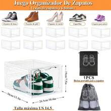 Organizadores de Zapatos 34 x 26.5 x 19cm, Paquete de 1 Caja de Zapatos de Acrílico Apilable Transparente con Puerta de Succión | Incluido 1 Bolsas Organizadora para Zapatos,38024947 - Púrpura polvoriento - Ver 2