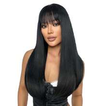 Long Straight Black Wig With Bangs Natural Black Hair Wigs For Women Synthetic Heat Resistant Wigs  Daily Party Use 22 Inch,38045212 - 黑色 - 查看 5