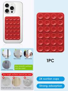 48pcs Double-Sided Suction Cup Phone Holder, 24 Suction Cups Per Side, Detachable Phone Stand, Waterproof, 360° Rotation, Suitable For Smooth Surfaces Like Bathroom Walls, Glass Mirrors, Vanity Tables, Not For Rough Walls, Fits All Phones And Mini Tablets