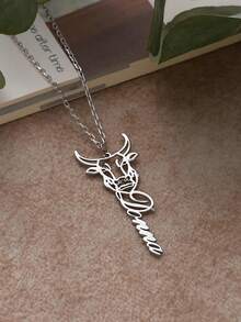 1PC Custom Zodiac Name Pendant Necklace, Personalized Simple And Fashionable 12 Zodiac Signs, Stainless Steel Lion Taurus Sagittarius, Etc., Custom Name Necklace, Custom Necklace, Elegant Simple Style, Women's Popular Jewelry, Birthday Gifts, Daily Wear, Birthday Gifts, Valentine's Day Gifts, Personalized Gifts, Personalized Gifts For Her Personalized - Multicolor - View 19