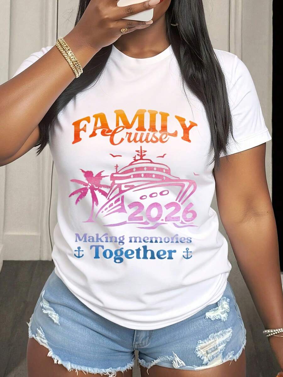 Family Cruise 2026 Making Memories Together Cruise Shirt For Family Vacation Trip Summer Travel Outfit Group Gift For Relatives And Friends - 白色5 - 查看 1