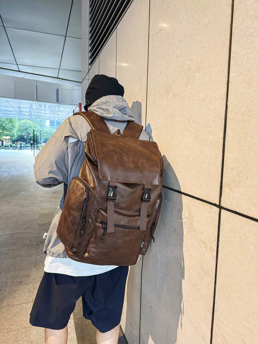 男士复古多功能背包，户外休闲背包，实用旅行包 - 彩色 - 查看 1