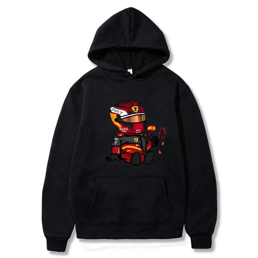 Sainz Mini F1 Hoodies For Men Games Cartoon Graphic Sweatshirts Long Sleeve Y2k Clothes Men Clothing Harajuku Streetwear Women - White - View 1