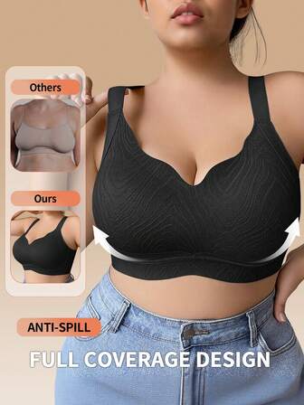 Lace Sexy Bra, Women's Full Support Comfortable Wireless U-Back T-Shirt Bra
