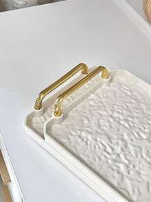 1pc New Design Acrylic Tray With Geometric Handle, Wavy Shape, Nordic Style Creative Serving Tray For Snacks, Cups, Cutlery - White - View 6