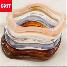 GNIT A Set Of 6 Bracelets Featuring An Asymmetric Wave Design Made Of Resin, Available In Multiple Colors, Perfect For Everyday Wear And Festive Parties. - Coffee + Blue + Translucent + Beige + Orange + Brown - View 2