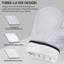 OpenHi 7CDXD 2Pcs Juego de Guantes de Horno de Silicona,Guantes de Silicona Resistentes,Guantes de Horno y Almohadillas Calientes,Fcil de Limpiar y Guardar,para Cocina - beige-2 - Ver 6