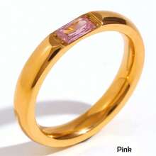 VKHK 1 pieza Anillo individual decorado con circonita de color chapado en oro de 18K vintage de acero inoxidable, adecuado para mujer como regalo de boda - anillo de diamantes - Ver 20