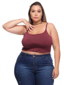 TOP Cropped Feminina Suflex Strap PLUS SIZE - Burdeos - Ver 4