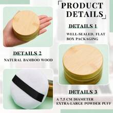 100 Ml Bamboo Loose Powder Puff And Container Empty Dusting Powder Jar For Body Face  Travel Case Compact Case Holder With Sifter Lids And Puff,38053521 - Green (Gema) - 查看 5