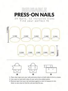 24pcs/Set Medium Square Shiny Colored French Manicure Nail Stickers, Containing Glter, Full Coverage Acrylic False Nails, Inclus 1pc Jelly Gel And 1pc Nail File, Suable For Women And S For Daily Work, Study And Garings - 多色 6 - 查看 11