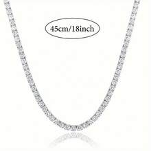 3.0-6.5mm Round Moissamite Necklace - Hip Hop Rock Style, 925 Sterling Silver, Couple Style, Perfect For Engagement, Proposal, Birthday And Anniversary Gifts - 50cm/19.68inch - 查看 2