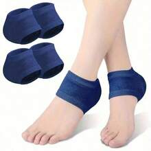 4-Piece Silicone Pad Heel Protection Cover - Breathable Knit Design, Cushioning Pressure And Support - Navy Blue, Black, Beige, Comfortable Foot Pad, Soft And Flexible Material - 藍色 - 查看 2