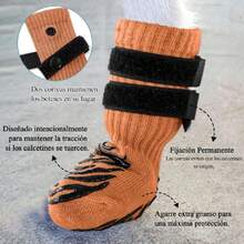 Calcetines Antideslizantes para Perros con Doble Agarre para Suelos de Madera Dura,Botas para Perros para Evitar Que se Laman con 2 Correas Ajustables (Naranja, L),38049898 - Plateado - Ver 2