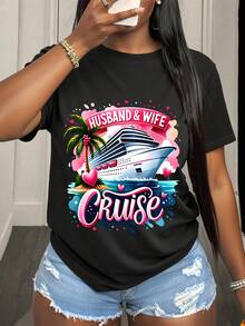 Husband And Wife Cruise Vacation Couple Shirt Romantic Getaway Ship Tropical Paradise Island Beach Holiday Travel Gift For Him And Her - 黑色3 - 查看 1
