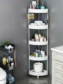 3/4/5层塑料三角滚动置物架兼立式淋浴置物架，节省空间，适用于角落、厨房、客厅、浴室、阳台和玄关，是节日送礼佳品。