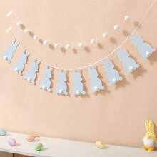 1 Set Of 2 Happy Easter Macaron Bunny Pennant Party Decorations Banner - Multicolor - View 10