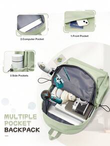 中号防水背包，轻便休闲日用背包，男女通用，防水旅行背包，适合高中、初中、小学生 - 随机发货，新款或旧款均有 - 薄荷綠 - 查看 5