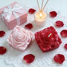 30小时持久燃烧，情人节粉色心形蜡烛，浪漫约会之夜家居装饰，餐桌摆件，卧室装饰 - 彩色 - 查看 1