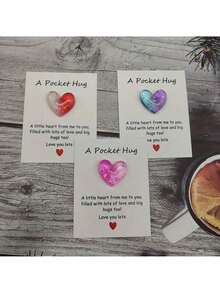 1pc Pocket Hug Card, Mixed Color Mini Hearts, Suitable For Birthday, Wedding, Theme Party, Valentine's Day Gift, Greeting Card, Holiday Celebration, Love Expression - Multicolor - View 6