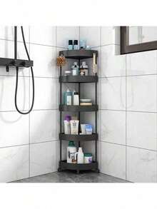 1件装现代风格3/4/5层转角置物架，可折叠，需自行组装，适用于浴室、厨房、化妆品和洗漱用品收纳，多功能储物篮