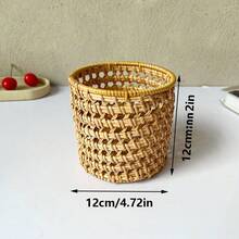 Handwoven Rattan Storage Baskets, Multi-Size Cylindrical Storage Racks, Kitchen Utensil Racks, Tea Set And Pen Holder Storage Racks, Hollow Decorative Baskets For Home And Office - Rattan Hollow Tube - View 7