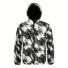 2025 Chaqueta Acolchada con Capucha de Impresión Digital para Hombres Abrigos de Invierno Ligeros Cálidos Moda Exterior Ropa de Calle - Negro - Ver 3