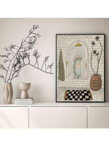 1 Stück rahmenloses Badewannen-Frosch-Ölgemälde Leinwand Wandkunst, dekorative Malerei, interessantes Druckposter, keine gerahmte Leinwand Wandkunst Poster, Drucke für Wanddekoration Bilder, geeignet für Badezimmerdekoration, Raumdekoration Schlafzimmer, Wohnzimmer Heimdekoration, Hausdekor, Heimzubehör, Küchendekoration & Büro - perfektes Geschenk für Freunde und Familie, Valentinstag, Neujahr, Neues Zuhause - ohne Rahmen - Aprikosenfarben - Übersicht 4