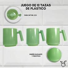 Set De 12 Tazas De Plástico Libre De Bpa Resistente - Verde - Ver 5