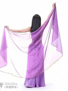 1 件装女士肚皮舞面纱围巾轻薄雪纺服装头巾 2.5 米 x 1.2 米 - 彩色 - 查看 16