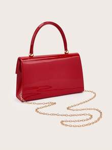 This Chic, Elegant, And Discreetly Luxurious Solid-Color Patent Leather Clutch Is Lightweight And Portable, Suitable For Teenagers, Women, College Students, Young Professionals, And Office Workers. It Is An Ideal Choice For The Office, Campus, Work, Business, Commuting, Outdoor Activities, Travel, Picnics, Parties, Weddings, Galas, And Formal Dinners. - Red - View 5