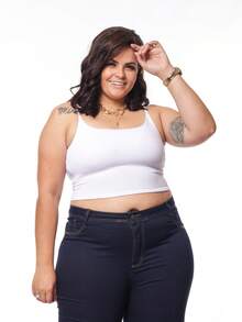 TOP Cropped Feminina Suflex Strap PLUS SIZE - White - View 3