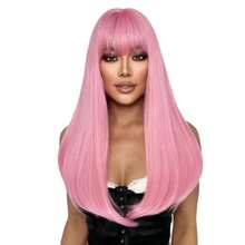 Pink Wigs With Bangs For Women Long Straight Pink Wig 22 Inch Colorful Synthetic Wig Natural Looking Hair Wigs For Daily Party Cosplay Use,38045214 - 粉色 - 查看 6