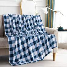 2026 Elegant Comfort Velvet Touch Ultra Plush Christmas Holiday Printed Fleece Throw/Blanket-50 X 60inch, (Reindeer), 50 X 60 Inch (W912) - Buffalo Navy - 查看 1