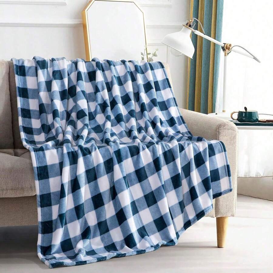 2026 Elegant Comfort Velvet Touch Ultra Plush Christmas Holiday Printed Fleece Throw/Blanket-50 X 60inch, (Reindeer), 50 X 60 Inch (W912) - Buffalo Navy - 查看 1