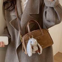 [Oferta exclusiva]Bolso cruzado para mujer estilo coreano minimalista retro con gran capacidad y diseño versátil ideal para el día a día y looks modernos - Marrón con adornos - Ver 5
