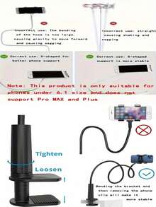 1个360°旋转平板手机支架，螺旋底座，可倾斜放置，适用于床边手机平板，兼容、安卓手机，生日礼物，送给家人、朋友的礼物，360度旋转，可倾斜放置。 - 黑色 - 查看 10