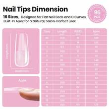 Beetles Tipex Lite Apex Nail Tips, Square Long, 96pcs 16 Sizes,Nail Supplies Nail Stuff Nail Stuff Nail Tech Supplies  Pre-Building Pre-Etched Acrylic Nail Tips For Flat Nails & Natural C-Curves Nail Beds,37984264 - Màu Đỏ Sâu - Xem 6