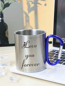 Custom Stainless Steel Travel Mug, Personalized Name And Message Cup For Daily Coffee Or Tea, A Thoughtful Valentine'S Day, Anniversary Gift, Customized Text Birthday Gift, Travel Essentials, Customizable, Unique Gift, Living Room, Daily Necessities - Style a - View 5