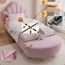 Kids Bed Frames, Headboards & Footboards - Pink + Velvet + 90cm*200cm - View 6
