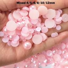 3000PCS Flatback Pearls For Crafting, 100G Mixed Sizes 4/5/6/8/10/12 Lt.Pink Half Round Pearls For Crafts Faux Flat Back Beads For Nail Face Art Tumbler Shoes Mugs Wedding Home Dration,38034376 - 粉色 - 查看 2