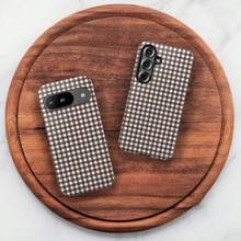 Plaid Patchwork Phone Case, Cute Concentrated Coffee Brown Autumn Phone Case, Compatible With IPhone 17, 16 Pro Max, 15 Pro, 14 Plus, 13 Pro Max, 12 And 11 - Coffee Brown - View 3