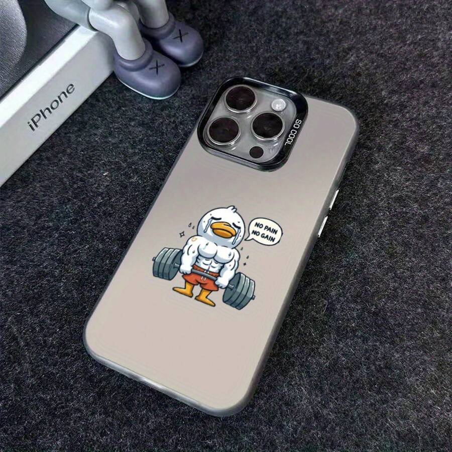Funda para teléfono: Diseño creativo de pato de dibujos animados con mancuernas y músculos, funda nueva de caliente - Compatible con iPhone 16/15/14/13/12/11/X/XS/XR/7/8/Pro/Pro Max/Plus, funda a prueba de golpes con protección total/funda impresa/funda UV/nueva - Estilo 1 (1 pieza) - Ver 1