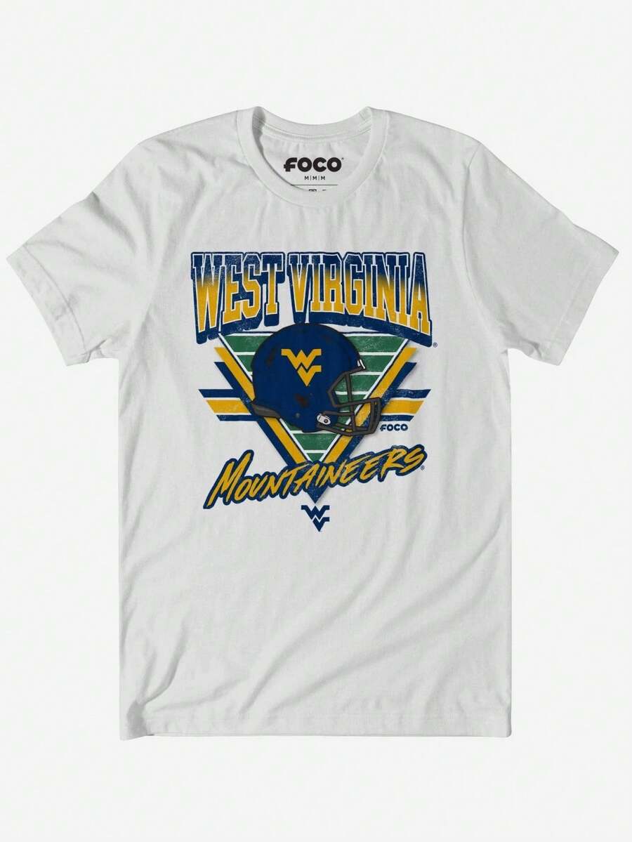 West Virginia Mountaineers Triangle Vintage T-Shirt  (2) - White - View 1