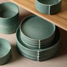 Bao 12-Piece Dinnerware Set Stoneware, Green - Green - View 6